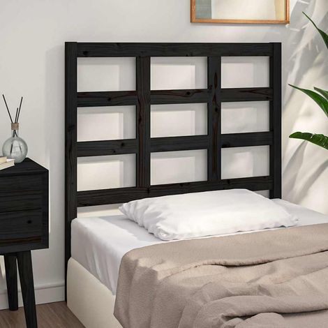 vidaXL Cabecero de cama madera maciza de pino negro 95,5x4x100 cm (1/5)