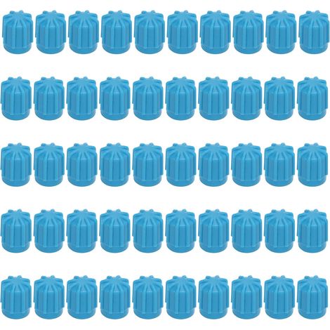 Bouchons de Valve de climatisation, 50 pièces, buse d'injection de carburant de voiture, couvercle anti-poussière en plastique M8X1 bleu. (1/5)