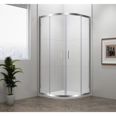 Polysan Easy Line - Paroi de douche quart de cercle 80x80 cm, aluminium/verre transparent EL2515 (1/4)