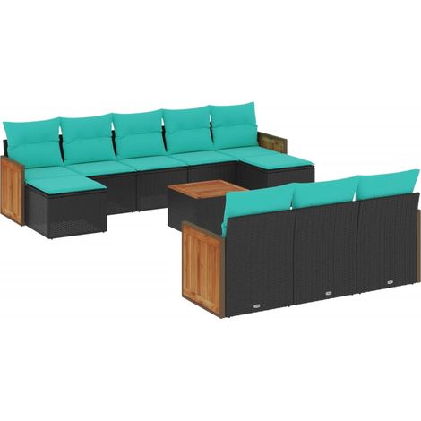 Maison Exclusive - Set Divani da Giardino 11 pz con Cuscini Nero in Polyrattan (1/5)