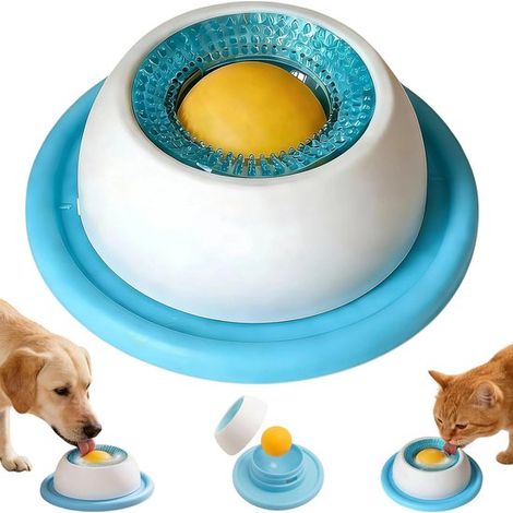 Juguete para lamer para perros，Pelota para lamer con bola rodante integrada，Alfombrilla para lamer，Comedero para lamer，Azul (1/5)
