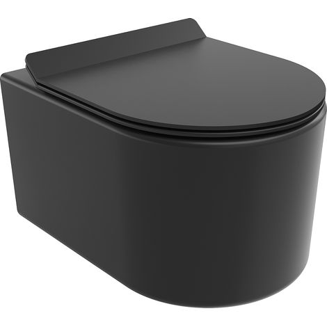 Mexen Sofia WC-Schüssel Randlos mit slim Sitz und Absenk-Automatik, duroplast, Schwarz matt - 305401
