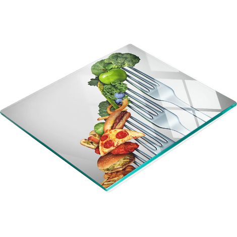 Planche de service en verre pour la cuisine, décorée de motifs pour une alimentation saine, 60 x 52 cm (1/5)
