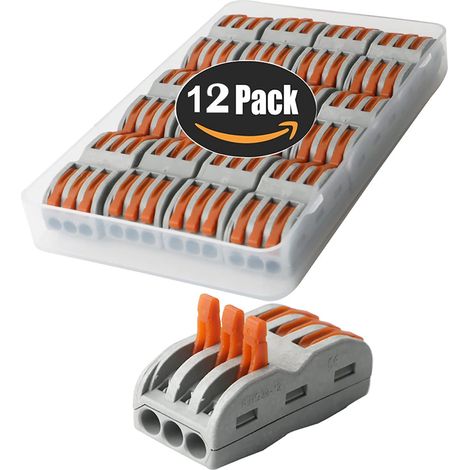 Bornes de Connexion Automatique, Rapide Connecteur de fil de Câble, Connecteur à écrou à levier, Assortiment de Conducteurs Connecteurs de Fils Compacts SPL-3 (Paquet de 12) (1/5)