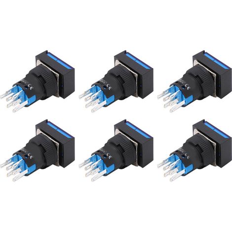25 boutons-poussoirs rectangulaires momentanés en plastique ABS avec voyant lumineux pour usage industriel, 220 V CA (1/5)