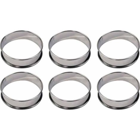 6 Pièces Cercle Tartelette, Cercle a Patisserie 8cm, Cercles et Cadres à Pâtisserie, Cercle a Tartelette, Moule a Pancake, Cercle Cuisine Inox pour Muffins Tartes Gâteaux Crumpets, pour la poêle