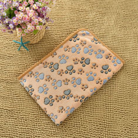 Coperta per cani, soffice, in pile di alta qualità, flanella, coperta per animali domestici, gatti, cani, simpatica impronta di zampa, morbida, calda coperta per cuccioli, zampa marrone, 10476 cm (1/2)