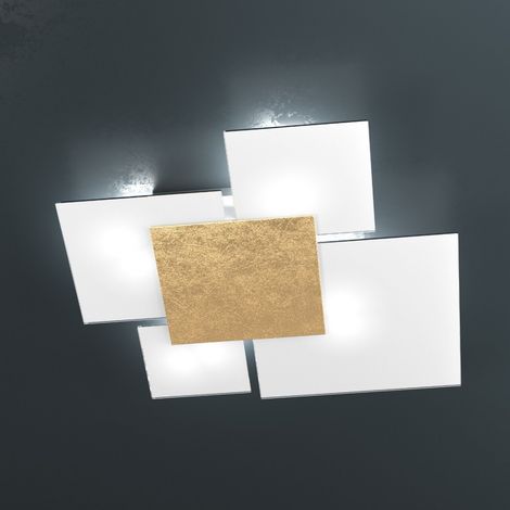 Plafoniera moderna top light upgrade 1148 70 e27 led vetro lampada parete soffitto, colore foglia oro