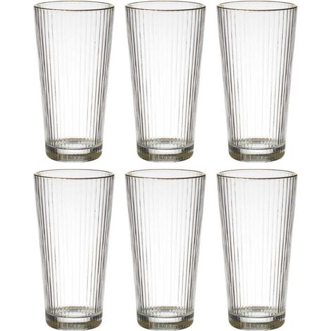 Set de 6 verres 40cl en verre avec stries et liseré doré (1/4)