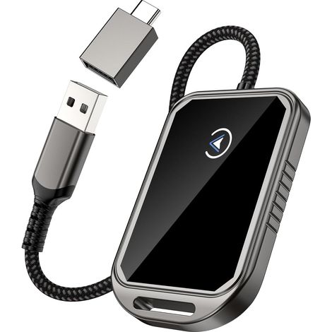 Adaptateur Carplay sans Fil pour Android - Adaptateur de Voiture 2 en 1, Adaptateur Carplay sans Fil pour iPhone, WiFi 5 GHz,Type-C/USB Plug & Play, Compatible avec iOS10+ et Android11+ (1/5)