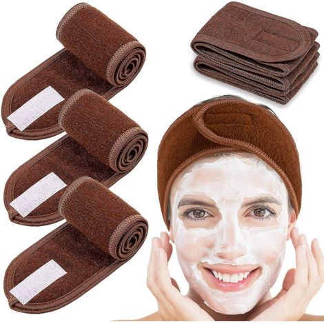 Set mit 4 Haargummis für Make-up-Haare, verstellbares Schutzband mit Klettverschluss, braun (1/5)