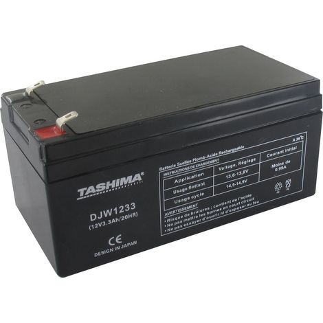Batterie Motoculture Tashima 12v, 3,3a - L: 134, L: 67, H:61mm, + à Droite. Agm 100% étanche. Remplace Np2.8-12, Np3.2-12. - Bat