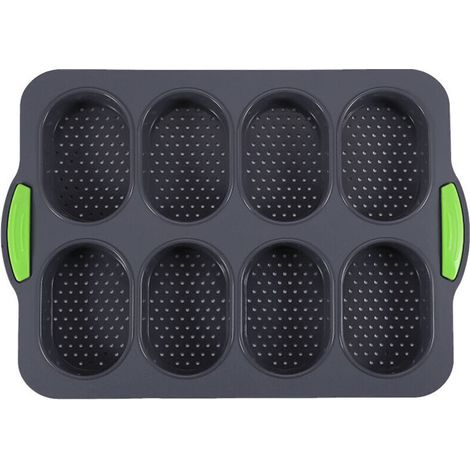 Stampo antiaderente in silicone per baguette, stampi per pasticceria, vassoio per torte, strumento per la cottura del pane al latte (nero) -Crezuo