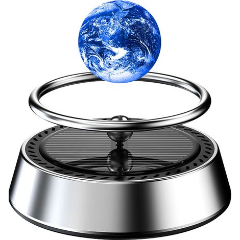 Rotierender Solar-Luftreiniger aus Flugzeugaluminium – 3D-Planetendekoration mit Räucherstäbchen, Buchenholz – 8 x 8 x 8,3 cm, 180 g, blau oder schwarz, 1 Stück (1/5)