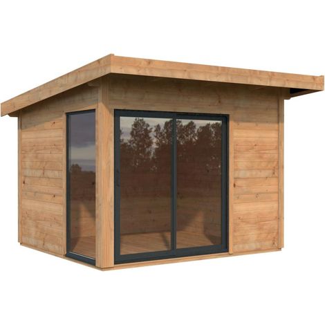 Abri de jardin en bois Andrea 7,5 m2 Slide Plus Traité Marron (1/5)