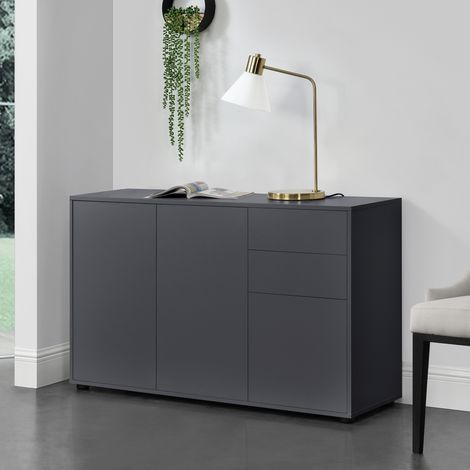 Commode Paarl 74 x 117 x 36 cm gris foncé mat [en.casa] (1/5)