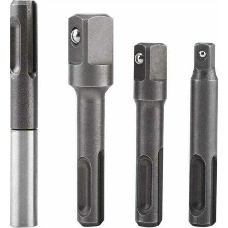 Sechskant-Verlängerungsadapter, 1/4"-SDS-Plus-Steckschlüsseleinsatz und 1/4", 3/8"-1/2"-Vierkantbohrer aus Edelstahl und Chrom-Vanadium-Stahl (1/4)