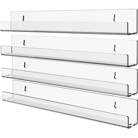 Estantería flotante de pared de 38 cm (15 pulgadas) - Estanterías invisibles para libros, especias y almacenamiento en el baño (paquete de 6) (1/5)