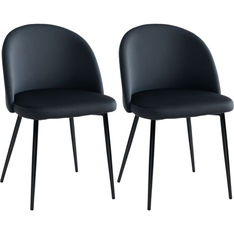 Lot de 2 chaises salle à manger chaise de cuisine scandinave chaise en velours rembourrée avec pieds effilés en métal