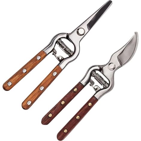 Forbici da potatura per giardino - Forbici da potatura manuali resistenti con lama di contrasto - 2 forbici da potatura in acciaio inossidabile per giardinaggio esterno, per giardinieri, fioristi, alb (1/5)