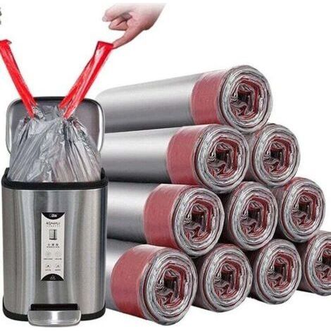 Trash Bag Drawstring Trash Bags - Thicker Bathroom Trash Can Liners for Bedroom, Kitchen, 50 Count, 4-6 Gallon (Gray) (1/4)