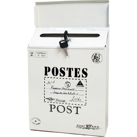 Boîte aux lettres vintage murale étanche et verrouillable Grande capacité 2 clés Décoration intérieur extérieur maison jardin (1/5)