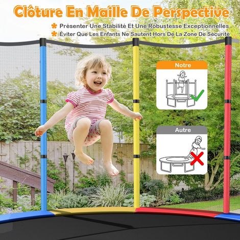 Trampoline enfant multicolore Ø165 cm en acier avec filet de sécurité 360 et pieds stables avec mousse pour jardin et intérieur (1/5)