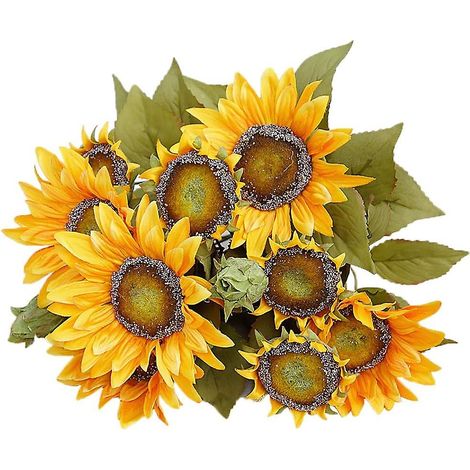 Bouquet de tournesols artificiels pour la maison, un mariage ou un banquet - Décoration florale jaune de style rétro européen (1/5)