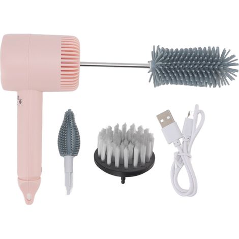Brosse à Bouteille Électrique USB 3 Modes 360° avec Têtes de Brosse Remplaçables pour Nettoyage Biberon