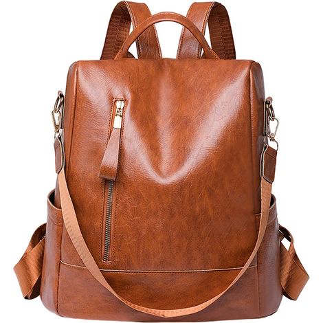 Mochila para mujer 2023, nueva, de gran capacidad, de piel suave texturizada, mochila escolar informal y bonita, marrón, talla única.