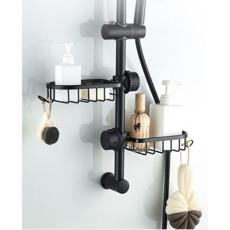 Porte-Savon - Pour Barre de Douche - Diamètre Compatible 20-27 mm - Sans Perçage - Acier Inoxydable - Lot de 2 (1/4)