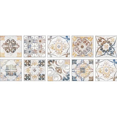 Juego de 10 pegatinas autoadhesivas para azulejos 10 x 10 cm, pegatinas azulejos PVC impermeables, papel tapiz decorativo pared resistente aceite (1/5)