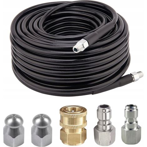 Tubo Alta Pressione HydroClean MultiConnect 15M – 155bar, 2 Ugelli, 3 Raccordi 529bar Max, 60°C Pulizia Tubazioni (1/5)