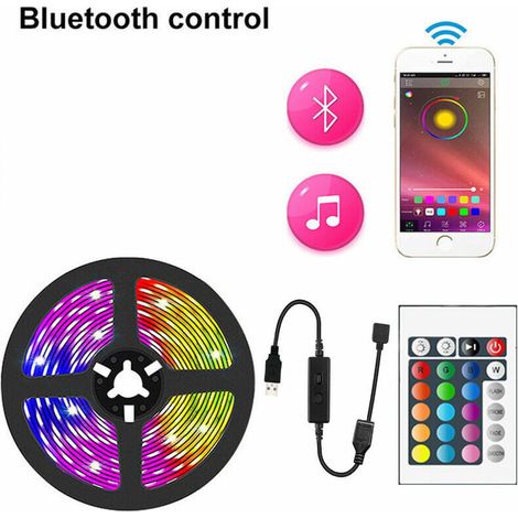 Bande LED RGB multicolore pour la décoration intérieure, guirlande lumineuse flexible de 30 m sécable avec télécommande USB à 24 boutons, idéale pour les chambres