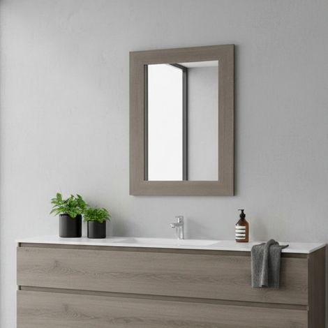 Specchiera Loto Rettangolare con Cornice Larice grigio 102x65 cm. – Eleganza Naturale per Ogni Ambiente (1/5)