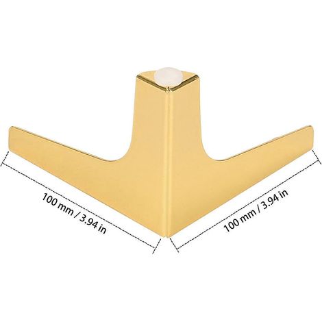 Verstellbare Schrankbeine, 8 Stück, 10 cm (4 Zoll) lange, goldene Dreieck-Möbelbeine, 10 cm (10c) Mattel Dreieck-Sofafüße mit Schrauben und Schraubendreher für Sofatische – 10 x 10 cm – Gold