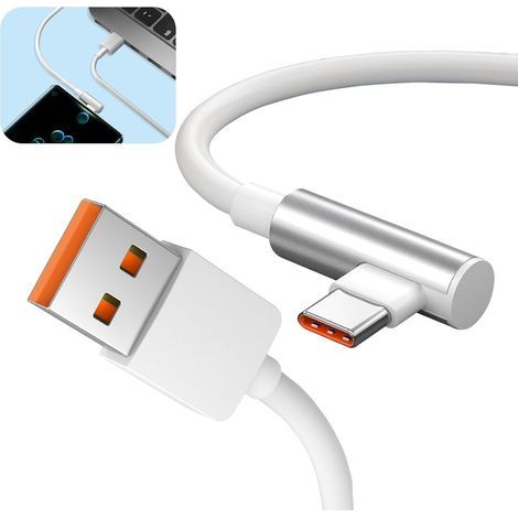 Cable USB C de carga rápida de 120 W y 6 A compatible con Redmi Note 13 Pro, 13, 12 Pro, 11, 11s, 13C, cable USB C en ángulo de 90 grados de 1,8 m compatible con Xiaomi 14, 13T, 13 Pro, 12T, 11T, POCO (1/5)