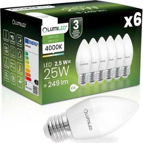 Ampoule LED E27 - 2,5 W - 249 Lm - Température de Couleur 4000 K - Angle de Diffusion 180° - Lot de 6 (1/5)