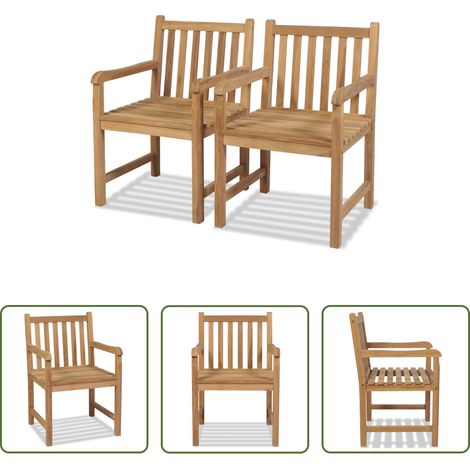 Teakholz - Gartenstühle 2 Stk. Massivholz Teak (1/5)