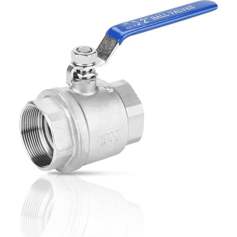 Robinet à Boisseau Sphérique DN50 2", Vanne à Sphère à Deux Voies en Acier Inoxydable 304 1000 WOG (1/5)