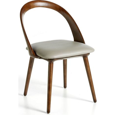 Chaise bois de frêne rembourré en simili - Noyer, vison (1/5)