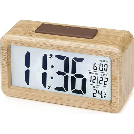 Reloj despertador digital, reloj digital LCD con visualización de fecha, temperatura, función de repetición, reloj digital a pilas (1/5)
