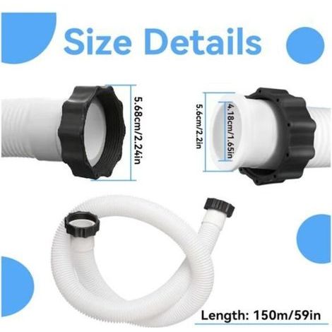 Set aus 2 x 38 mm, 1,5 m langen Poolschläuchen für Sand- und Salzwasserpumpen in Intensivfiltersystemen (1/5)