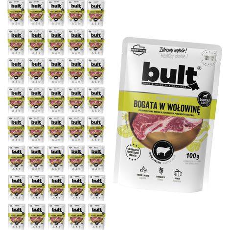 Alimento húmedo para perros BULT sabor carne de res, sobre de 40 x 100 g (1/2)