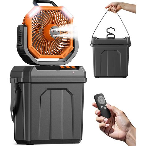Aire acondicionado portátil con depósito de agua de 6 litros, enfriador de aire silencioso, ventilador nebulizador de 20000 mAh, potente luz LED y gancho, con mando a distancia/gancho, para camping, h