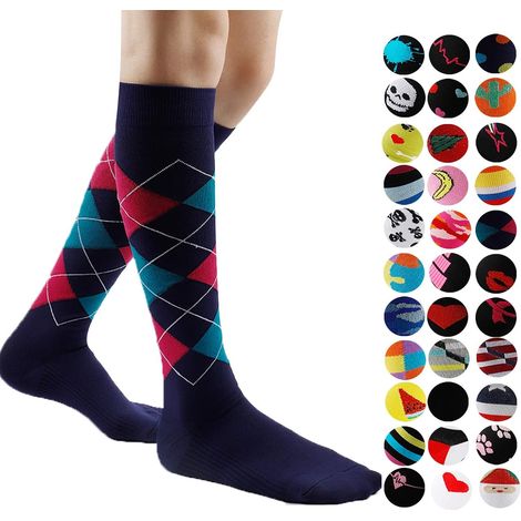 Chaussettes de compression hautes pour hommes et femmes, pour infirmières, femmes enceintes, coureurs, professionnels de la santé et de voyage, et pour le sport. (1/5)