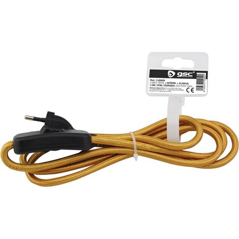 Cable textil 1.5M (2x0.75mm) clavija + interruptor Dorado GSC 001102959 (1/2)