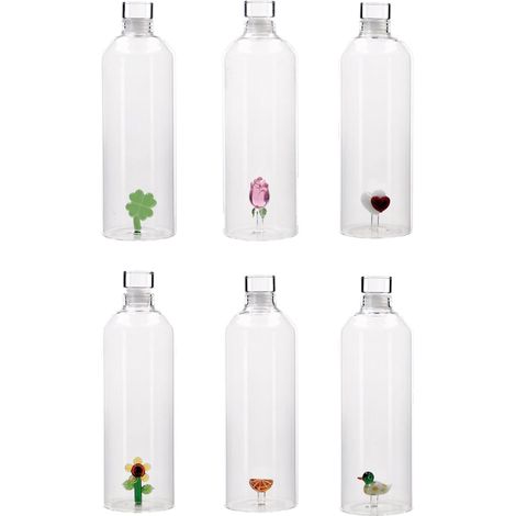 Regalo Italiano Bottiglia Decoro Figure Assortite 3D 1 Lt Vetro Trasparente 1 Pz