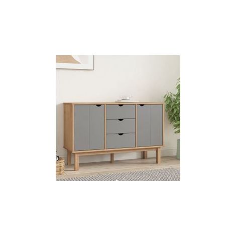 Buffet OTTA Marron et gris 113,5x43x73 Bois massif pin (1/5)