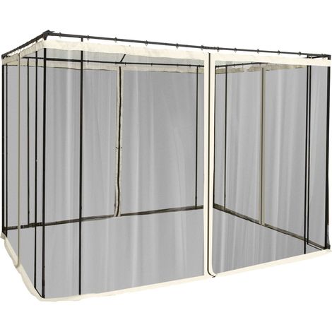 4 pannelli laterali neri da 3x2 cm per zanzariera da tenda da giardino o gazebo, con cerniere e anelli.